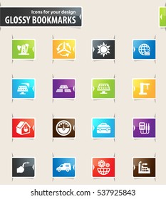 Alternative energy icons for your design glossy bookmarks