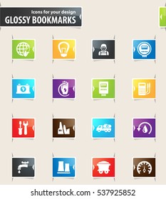 Alternative energy icons for your design glossy bookmarks