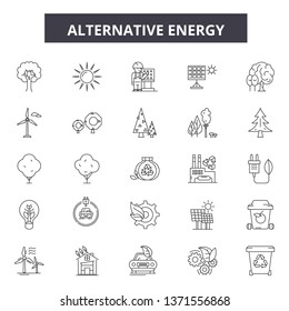 Alternative energy line icons, signs set, vector. Alternative energy outline concept, illustration: energy,environment,wind,ecology,sun,alternative,green,eco