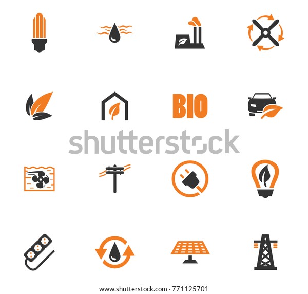 Alternative energy orange icons set for web\
sites and user\
interface