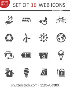 Alternative energy. Set of 16 high quality web icons