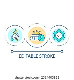 Alternative energy setup loop concept icon. Sun power for home. Solar panel installation abstract idea thin line illustration. Isolated outline drawing. Editable stroke. Arial font used