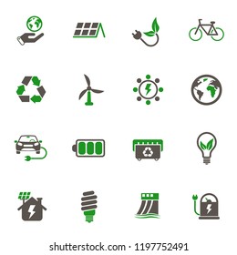 alternative energy simple vector icons in two colors