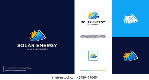 alternative energy, solar panel, technology innovation, logo design vector.