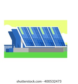 Alternative Energy Solar Panels Flat Vector Illustration In Simplified Style 