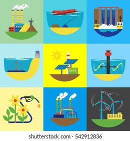 Alternative energy source set vector illustration.