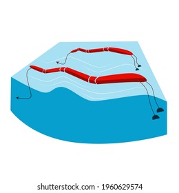 alternative energy source wave station renewable hydroelectric, hydropower blue red color seascape background vector illustration