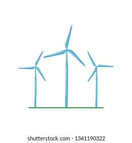 Alternative energy source, wind turbines on a white background. Flat style icon. Vector illustration.