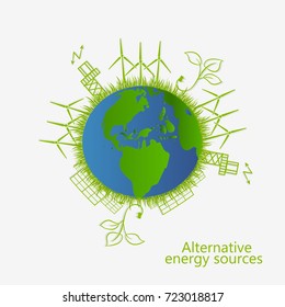 alternative energy sources. Ecological concept. Vector