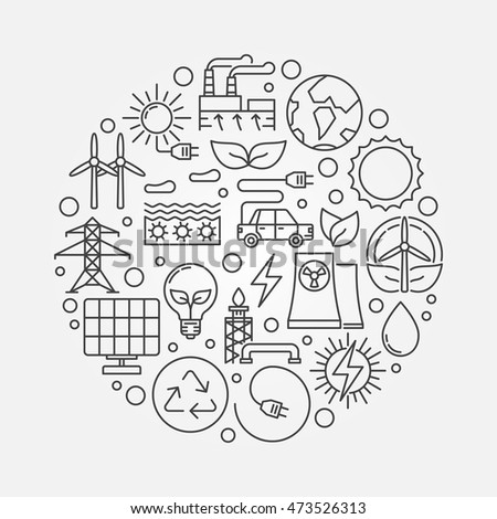 Alternative energy sources illustration. Vector circular linear renewable energy concept symbol