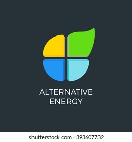 Alternative energy sources. Templates for renewable energy or ecology logos. Four elements icon.