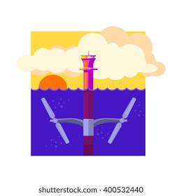 Alternative Energy Tidal Power Flat Vector Illustration In Simplified Style 