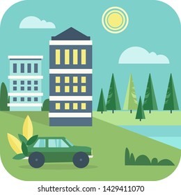 Alternative energy vector badge. Nature and ecology related vector illustration in flat style.