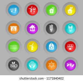 alternative energy vector colored plastic round buttons icons for web and user interface design