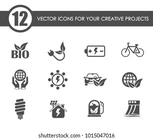 alternative energy vector icons for your creative ideas