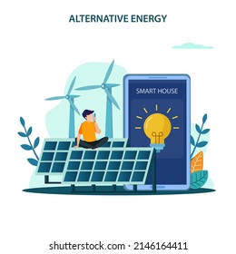 Alternative energy Vector illustration. Idea of ecology frinedly power, green city energy app