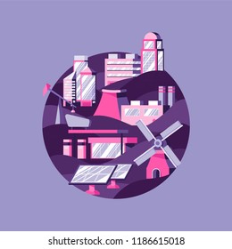 Vector de energía alternativa en púrpura