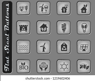 alternative energy vector web icons on the flat steel buttons