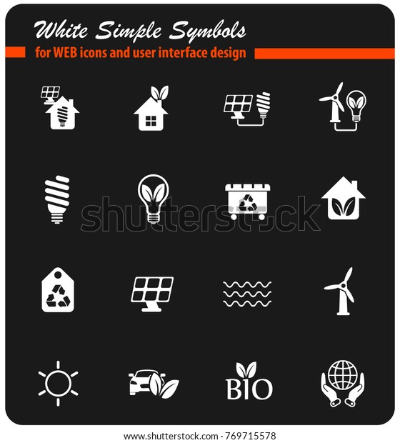 alternative energy vector white icons for web and
user interface
design