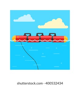 Alternative Energy Wave Power Flat Vector Illustration In Simplified Style 