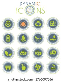 alternative energy web icons with dynamic lines for animation for user interface design