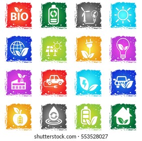 alternative energy web icons in grunge style for user interface design
