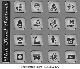 alternative energy web icons on the flat steel buttons
