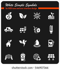 alternative energy white simple symbols for web icons and user interface design