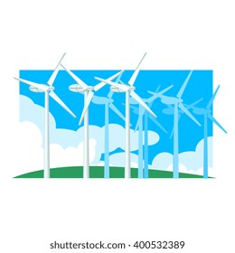 Alternative Energy Wind Power Flat Vector Illustration In Simplified Style 