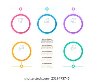 Plantilla de diseño de gráficos de infografía de formas familiares alternativas. Institución social. Resumen de infografía vectorial con espacios de copia en blanco. Gráficos instructivos con secuencia de 5 pasos. Presentación de datos visuales