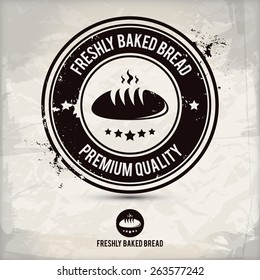 selo de pão fresco alternativo no fundo texturizado, que é feito de várias camadas transparentes para um efeito usado, esfregado, portanto salvo em eps 10