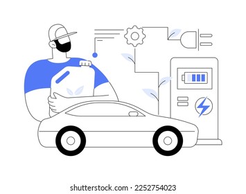 Ilustración vectorial de concepto abstracto de combustible alternativo. Combustibles avanzados, electricidad almacenada químicamente, fuentes no fósiles, energía verde renovable, auto híbrido eléctrico, cargando metáfora abstracta.