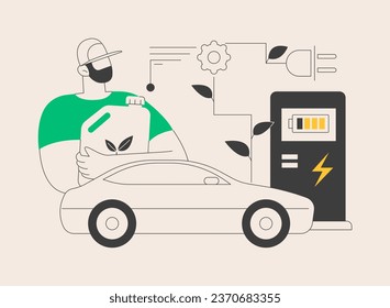 Alternative fuel abstract concept vector illustration. Advanced fuels, chemically stored electricity, non-fossil sources, renewable green energy, electric hybrid car, charging abstract metaphor.