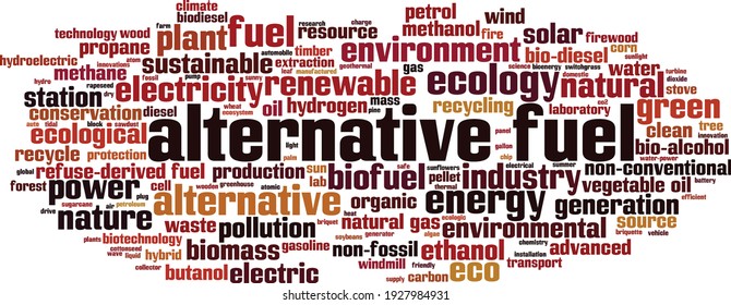 Alternative Fuel Word Cloud Concept. Collage Made Of Words About Alternative Fuel. Vector Illustration