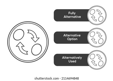 Alternative, Fully Alternative, Alternative Option Or Alternatively Used Icon Vector Illustrations