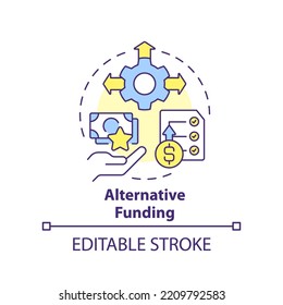 Alternative funding concept icon. Crowdfunding. Punditized business trend abstract idea thin line illustration. Isolated outline drawing. Editable stroke. Arial, Myriad Pro-Bold fonts used