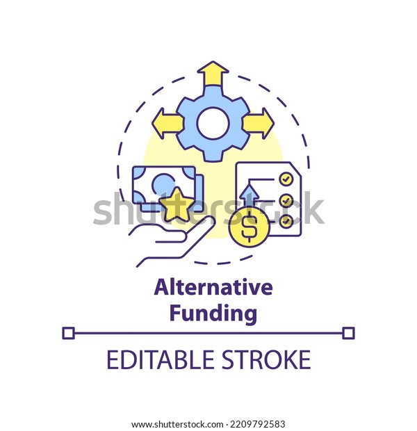 Alternative funding concept icon. Crowdfunding.\
Punditized business trend abstract idea thin line illustration.\
Isolated outline drawing. Editable stroke. Arial, Myriad Pro-Bold\
fonts used