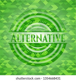 Alternative green emblem. Mosaic background