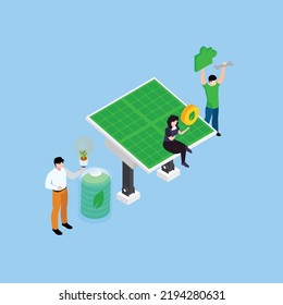 Alternative green energy sources isometric 3d vector illustration concept for banner, website, illustration, landing page, flyer, etc.