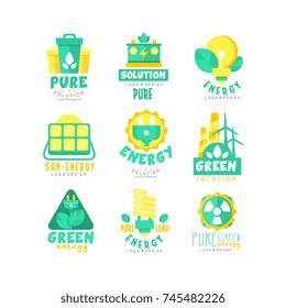 Alternative green energy sources logo set