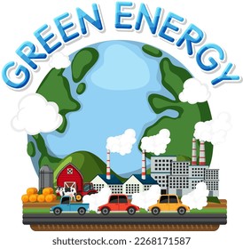 Ilustración del concepto de vectores de energía verde alternativa