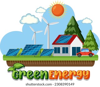 Ilustración del concepto de vectores de energía verde alternativa
