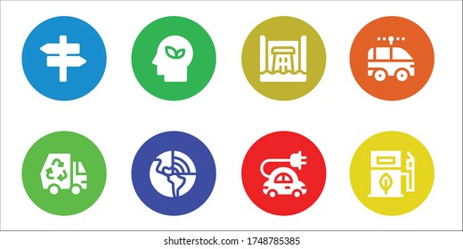 alternative icon set. 8 filled alternative icons. Included Panel, Eco, Geothermal, Hydro power, Electric car, Eco fuel icons