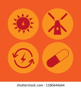 alternative icon. alternative vector icons set windmill, solar energy, renewable energy and capsule