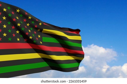 Alternative Juneteenth Flag on background of blue sky. EPS10 vector