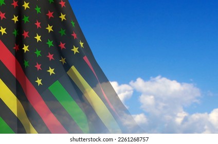 Alternative Juneteenth Flag on background of blue sky. EPS10 vector