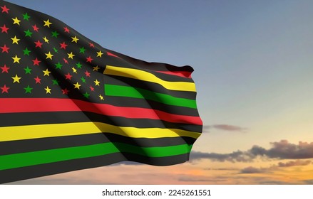 Alternative Juneteenth Flag on sunset. EPS10 vector