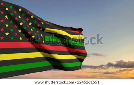 Alternative Juneteenth Flag on sunset. EPS10 vector