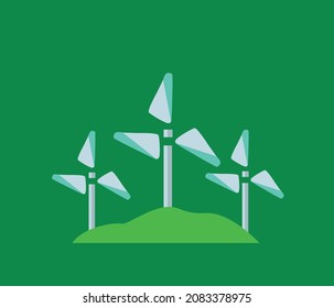 fuentes de luz alternativas, molinos de viento en la pendiente. vector