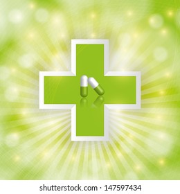 Alternative medication concept green icon background